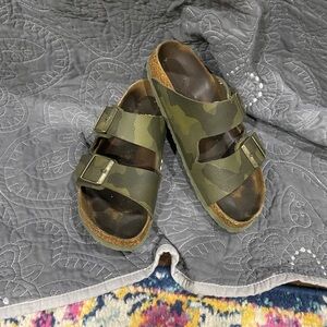 Birkenstock Green Camouflage Sandals